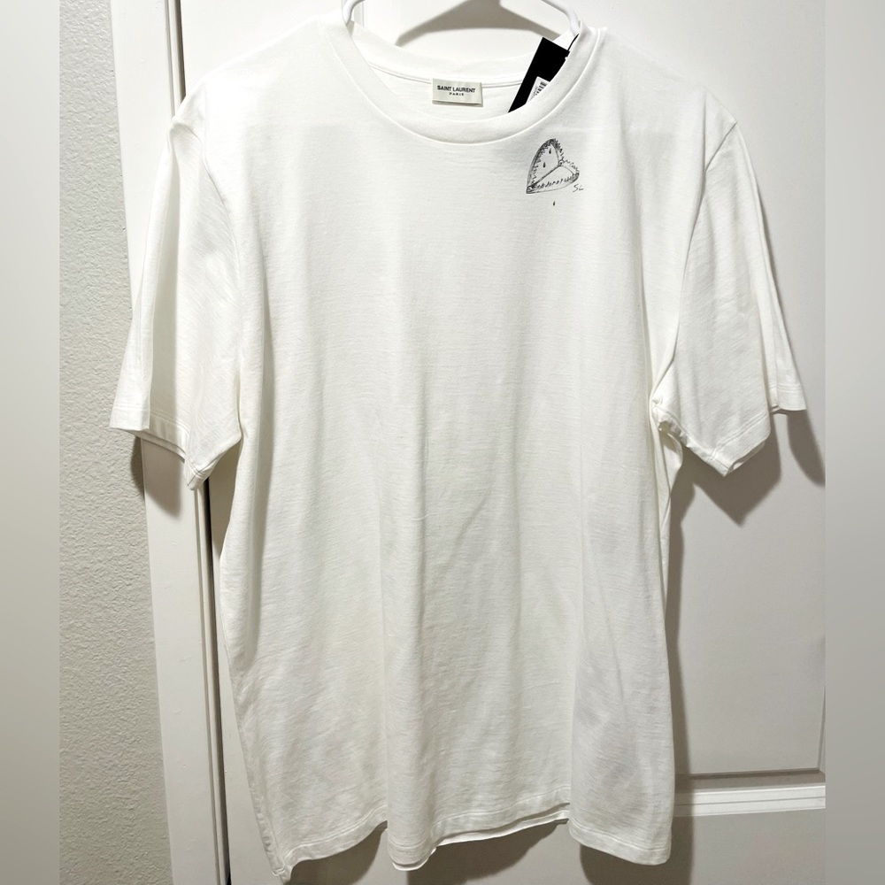 SAINT LAURENT White Heart Trap T-Shirt. Brand New. Never been worn.